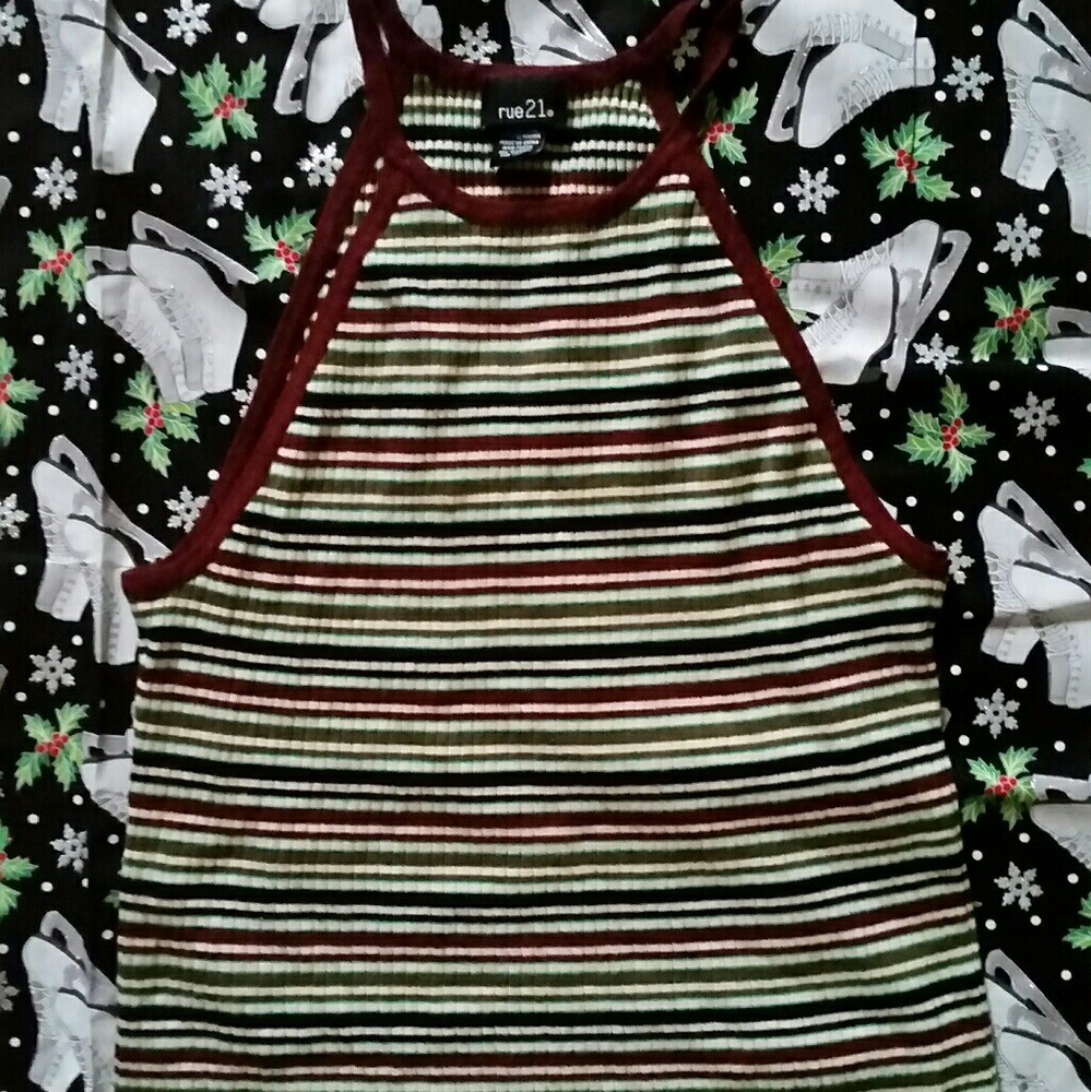 Rue21 striped high neck 90s style tank top